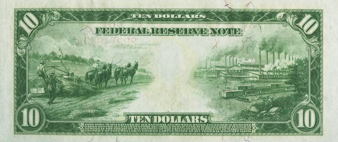 Back of United States p360a: 10 Dollars from 1914