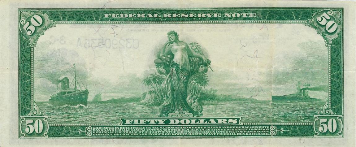 Back of United States p362b: 50 Dollars from 1914