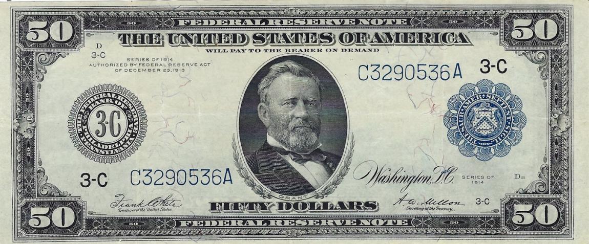 Front of United States p362b: 50 Dollars from 1914