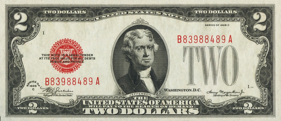 Front of United States p378c: 2 Dollars from 1928