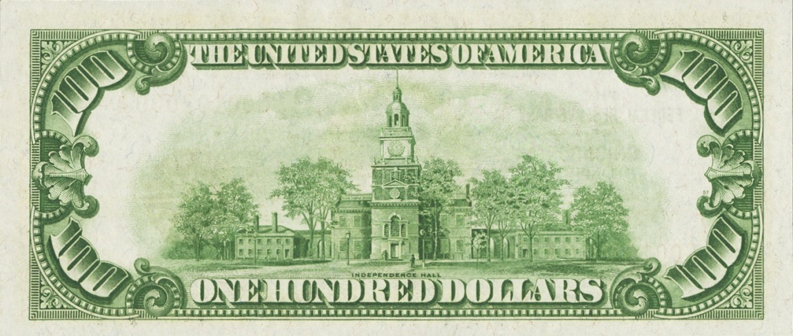 Back of United States p399: 100 Dollars from 1929