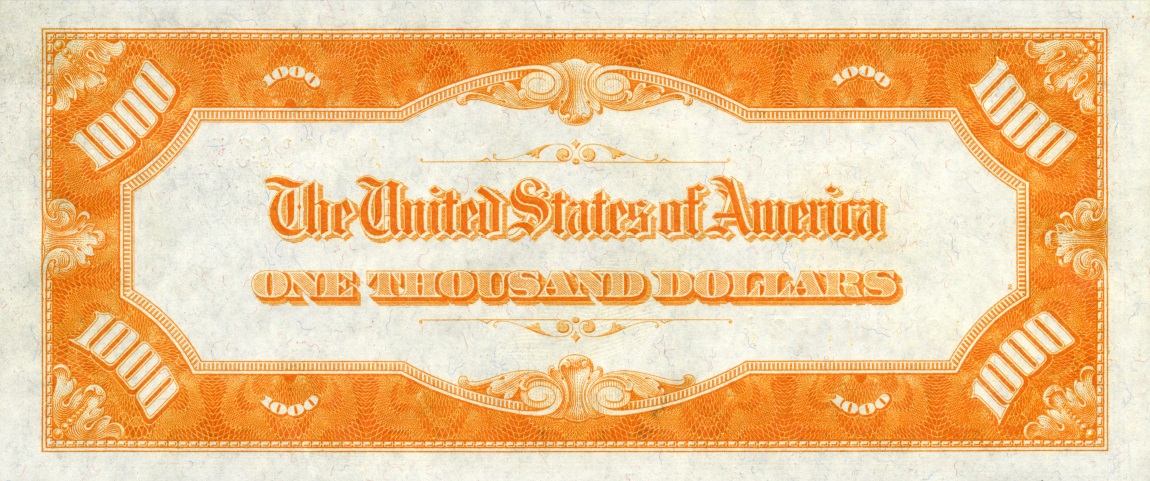 Back of United States p409: 1000 Dollars from 1934