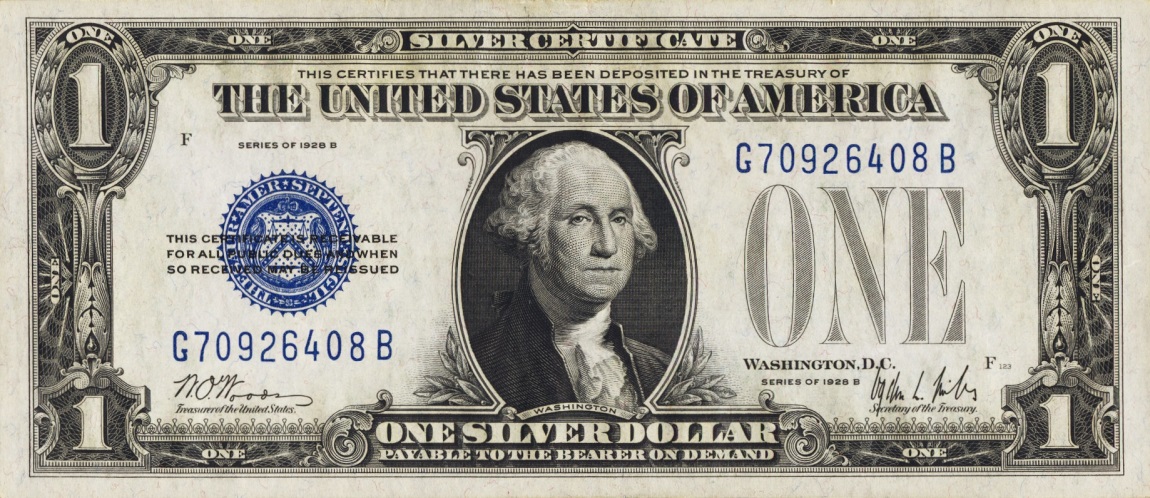 Front of United States p412b: 1 Dollar from 1928