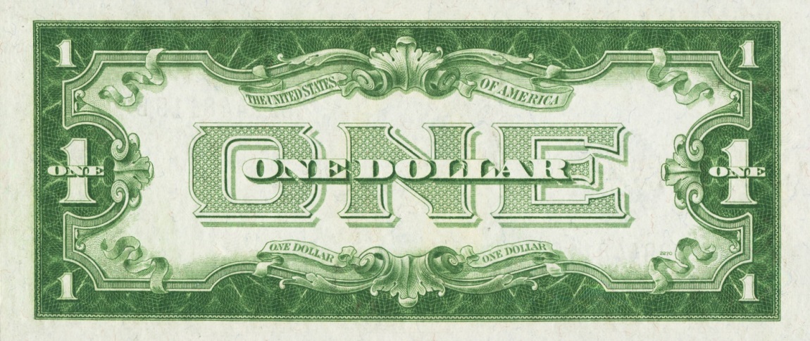 Back of United States p412c: 1 Dollar from 1928