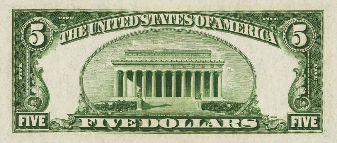 Back of United States p414Ac: 5 Dollars from 1934