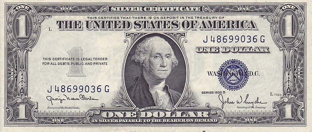 Front of United States p416D1: 1 Dollar from 1935