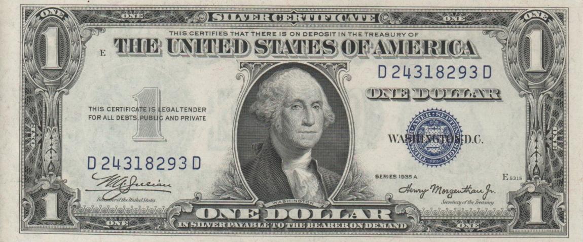 Front of United States p416a: 1 Dollar from 1935