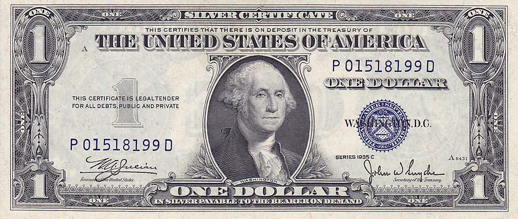 Front of United States p416c: 1 Dollar from 1935