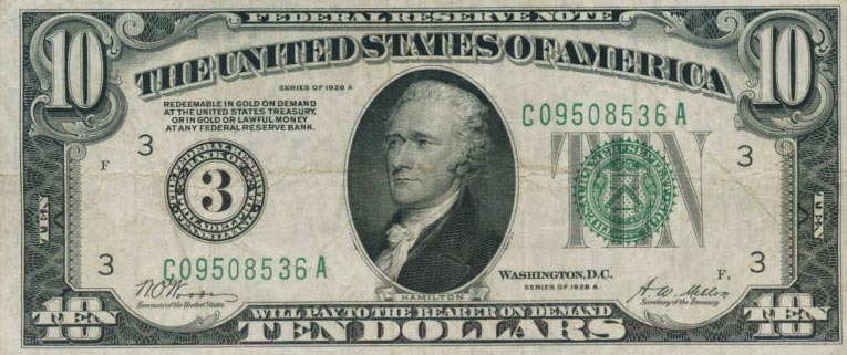 Front of United States p421a: 10 Dollars from 1928
