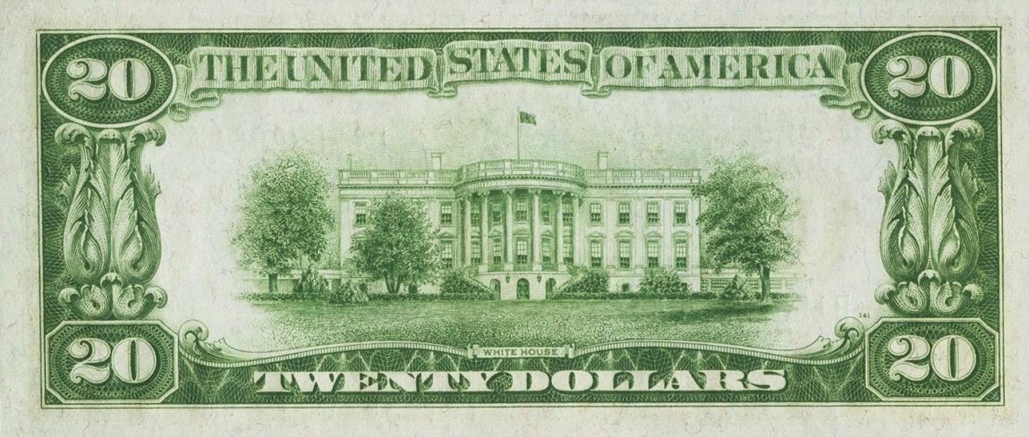 Back of United States p422b: 20 Dollars from 1928