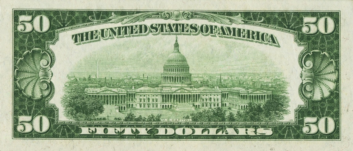 Back of United States p432Dc: 50 Dollars from 1934