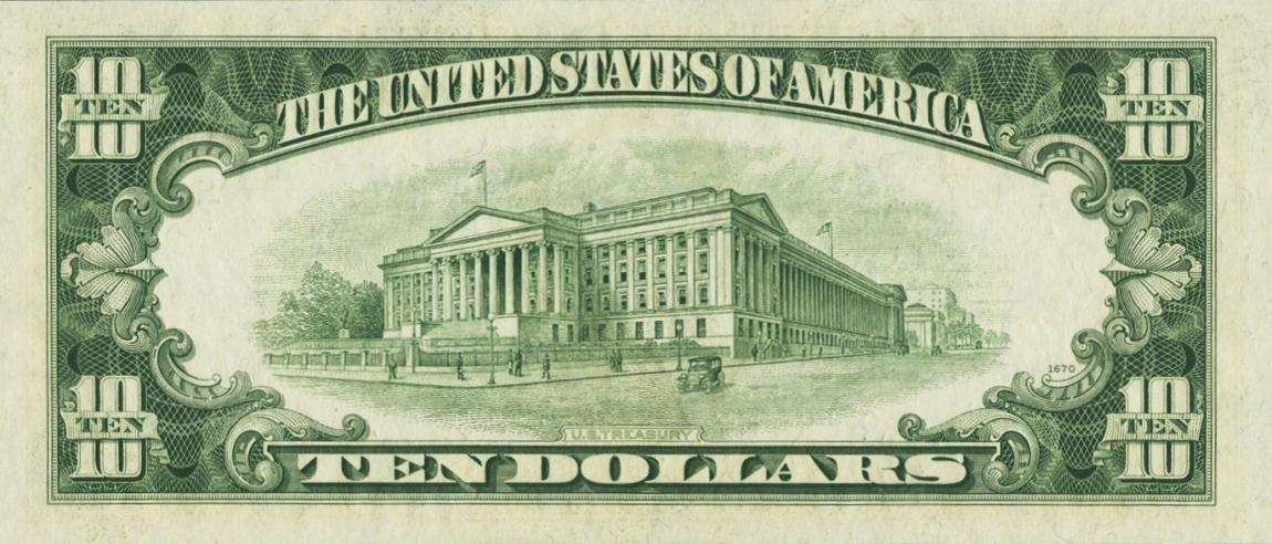 Back of United States p439d: 10 Dollars from 1950