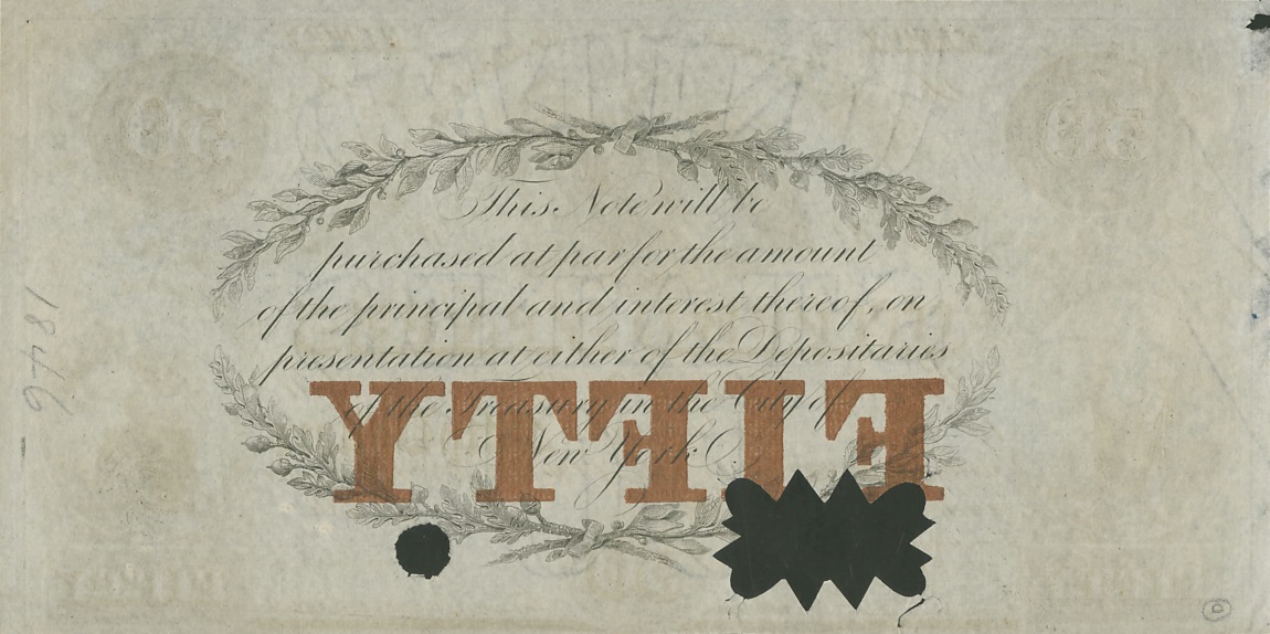 Back of United States p43: 50 Dollars from 1846