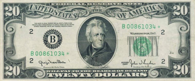 Front of United States p440a: 20 Dollars from 1950