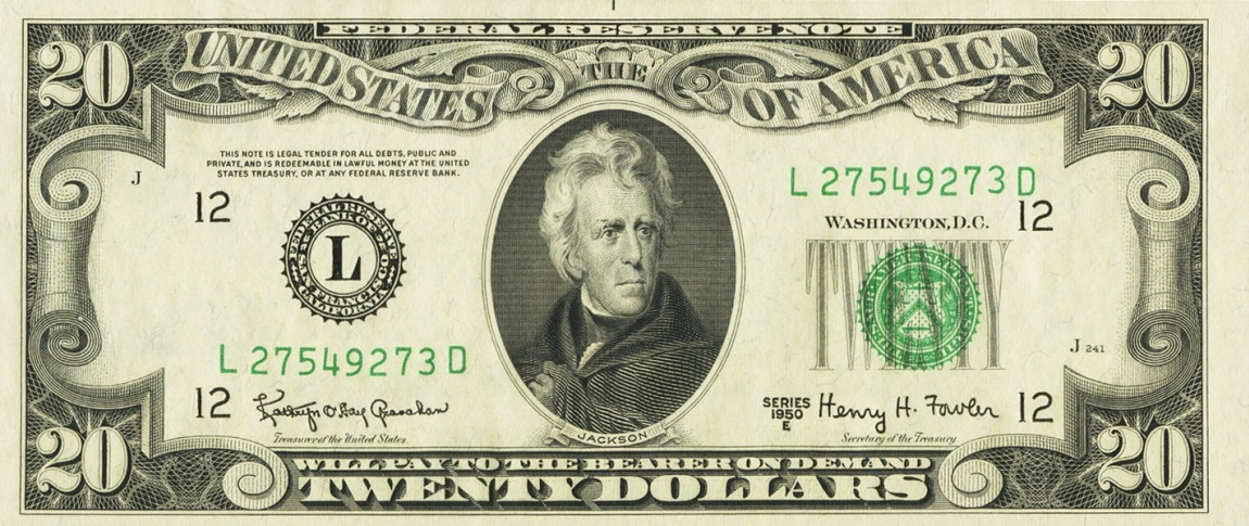 Front of United States p440e: 20 Dollars from 1950