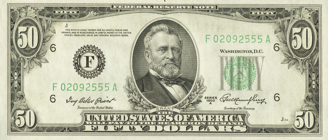 Front of United States p441a: 50 Dollars from 1950