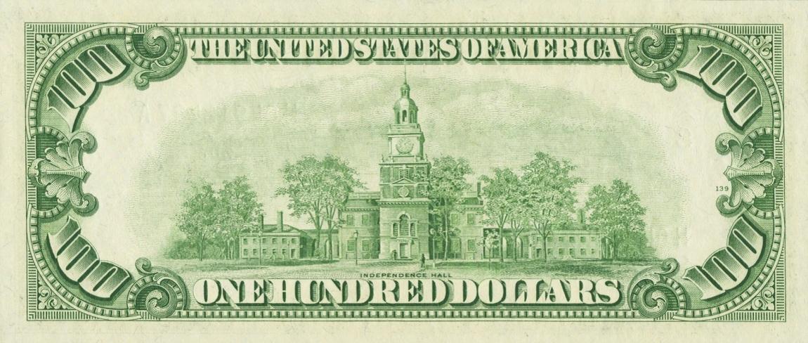Back of United States p442d: 100 Dollars from 1950