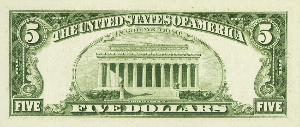 Back of United States p444a: 5 Dollars from 1963