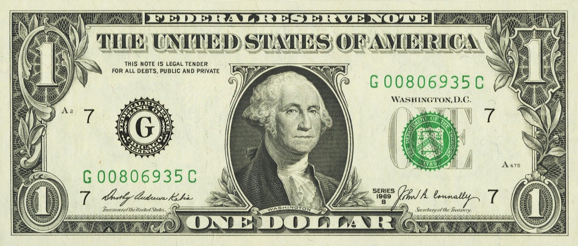 Front of United States p449c: 1 Dollar from 1969