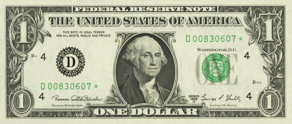 Front of United States p449e: 1 Dollar from 1969