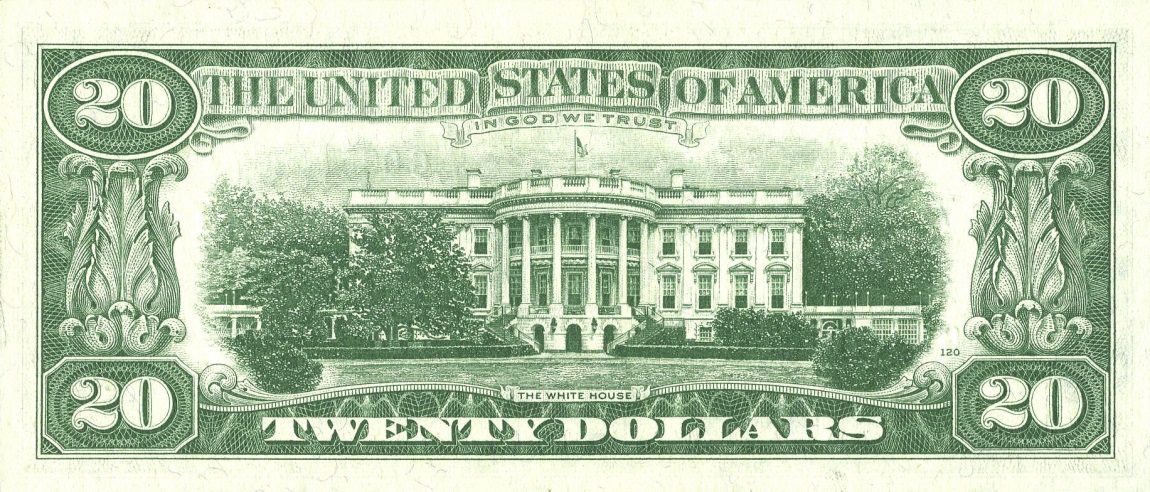 Back of United States p452b: 20 Dollars from 1969