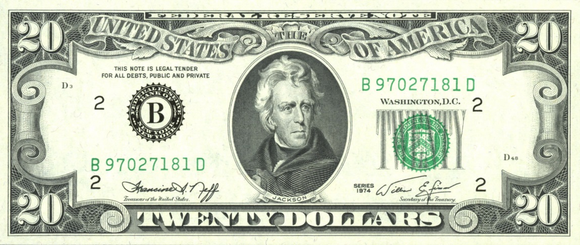 Front of United States p458: 20 Dollars from 1974
