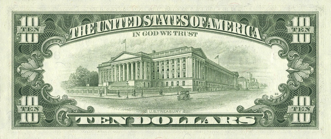 Back of United States p470a: 10 Dollars from 1981