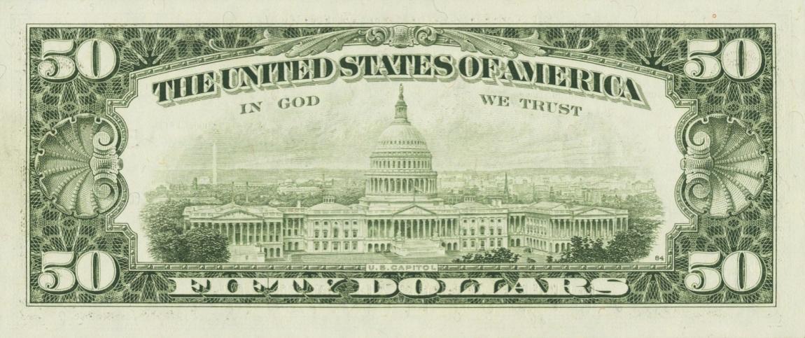 Back of United States p472b: 50 Dollars from 1981