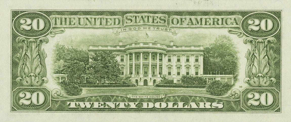 Back of United States p477: 20 Dollars from 1985