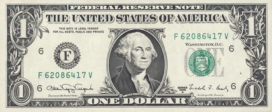 Front of United States p480c: 1 Dollar from 1988