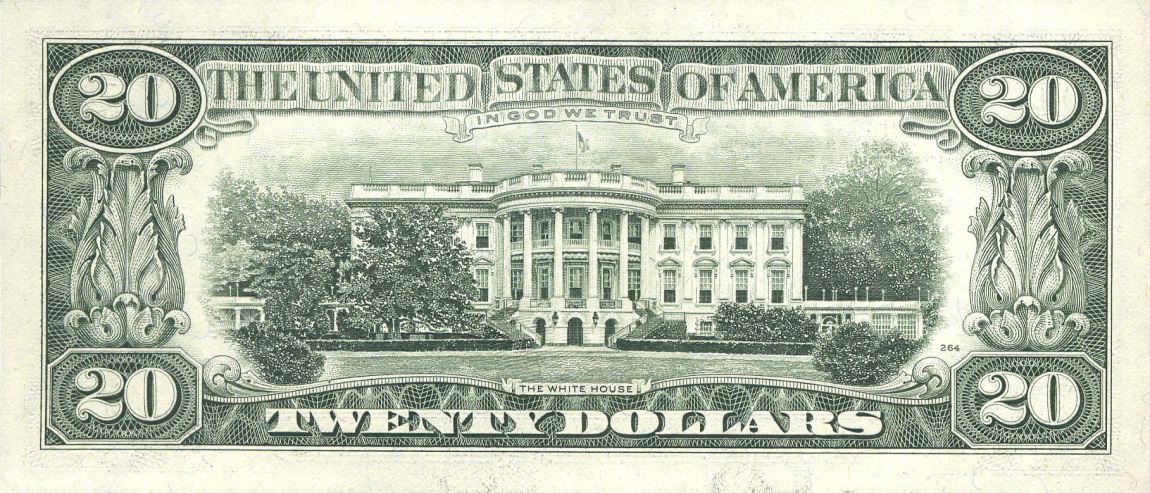 Back of United States p483: 20 Dollars from 1988