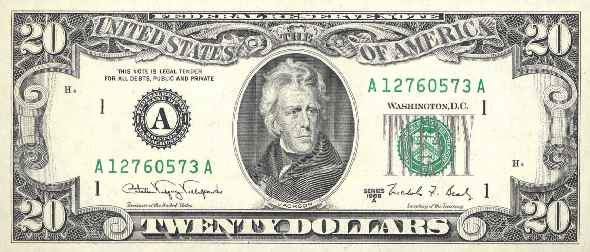 Front of United States p483: 20 Dollars from 1988