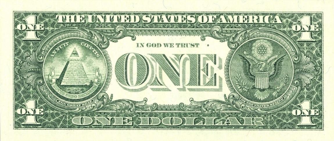 Back of United States p490b: 1 Dollar from 1993