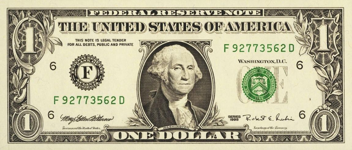 Front of United States p496b: 1 Dollar from 1995