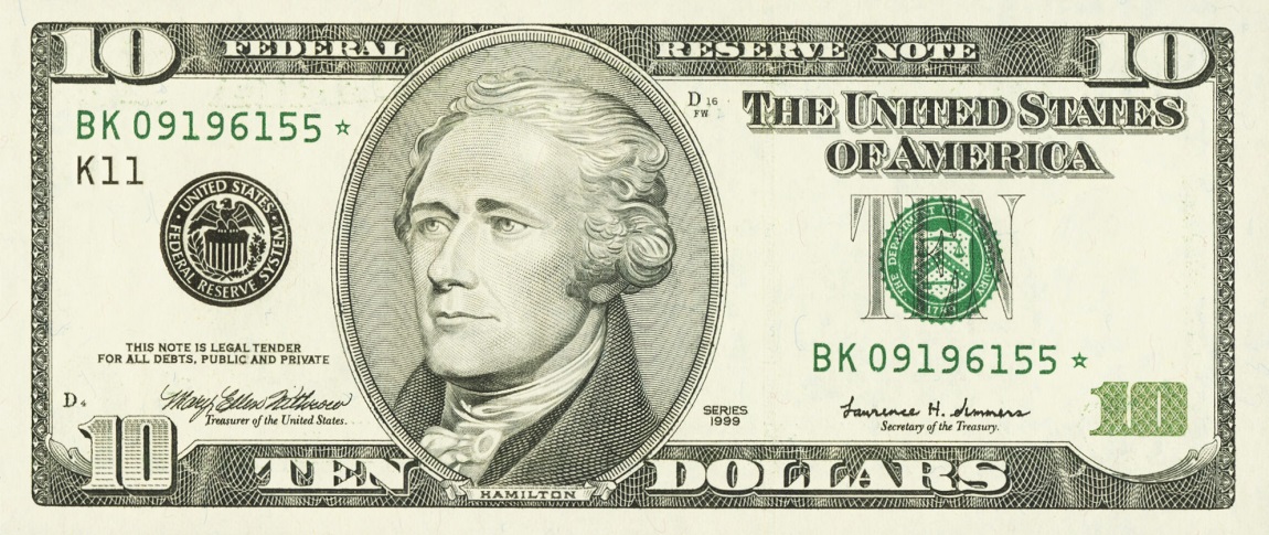 Front of United States p506: 10 Dollars from 1999