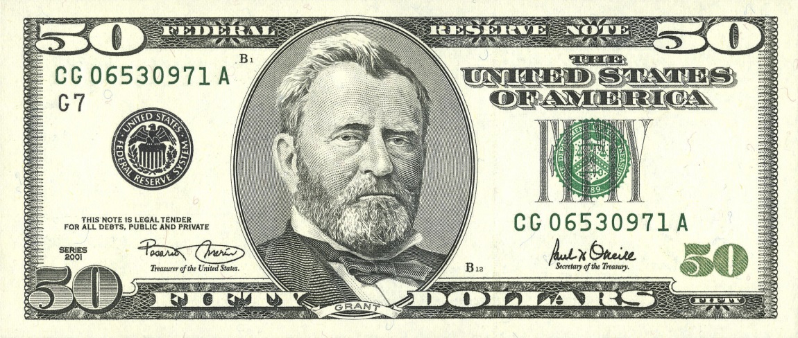 Front of United States p513: 50 Dollars from 2001