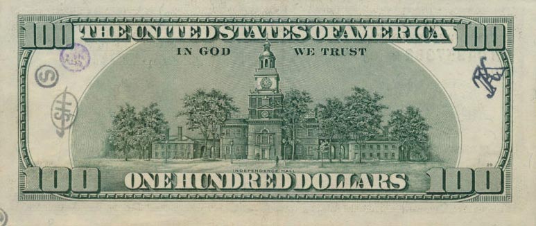 Back of United States p519a: 100 Dollars from 2003