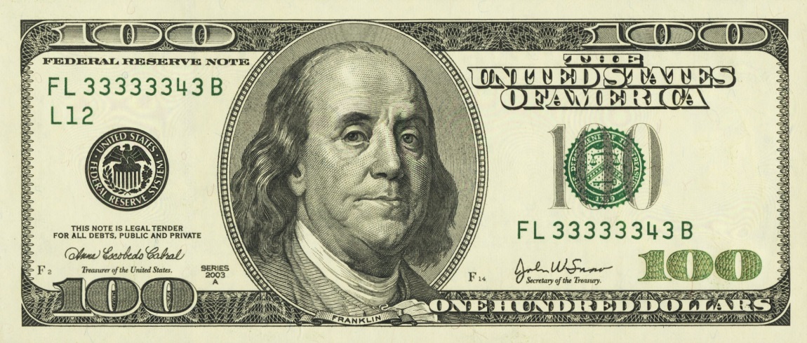 Front of United States p519b: 100 Dollars from 2003