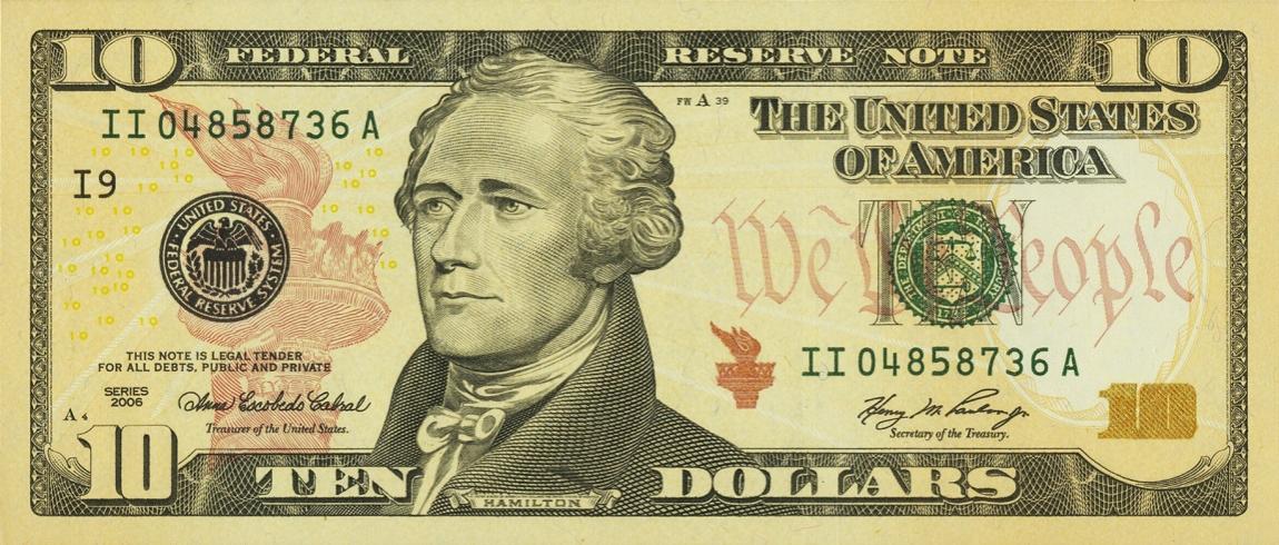 Front of United States p525: 10 Dollars from 2006