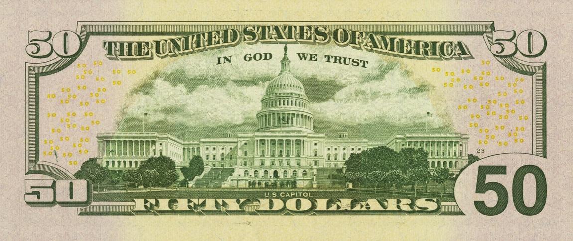 Back of United States p527: 50 Dollars from 2006