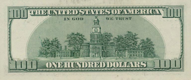 Back of United States p528: 100 Dollars from 2006