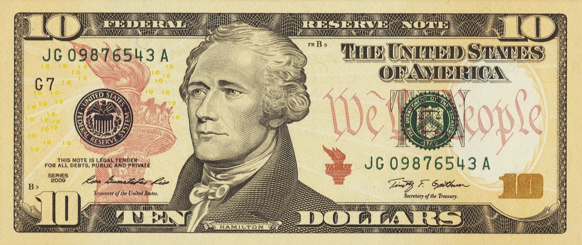 Front of United States p532: 10 Dollars from 2009