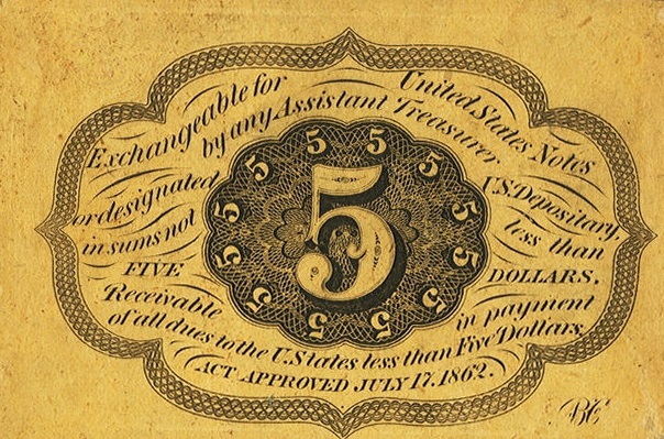 Back of United States p97c: 5 Cents from 1862