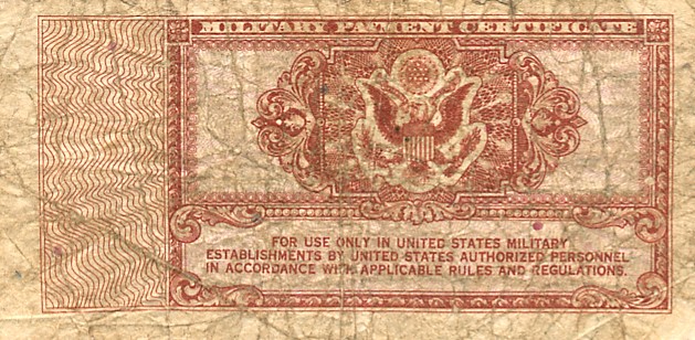 Back of United States pM17a: 25 Cents from 1948