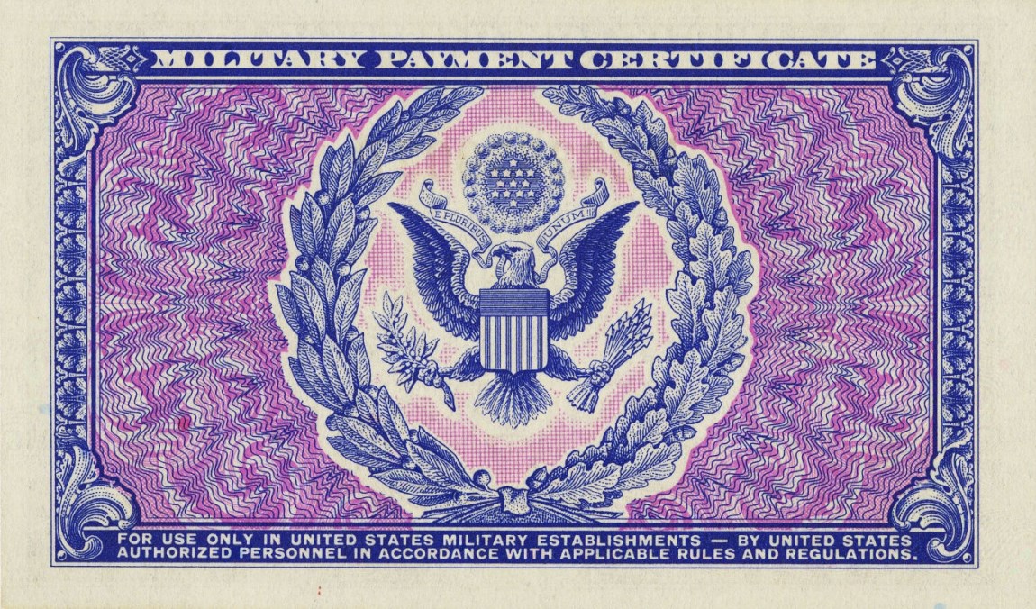Back of United States pM26a: 1 Dollar from 1951