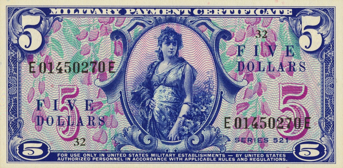 Front of United States pM34a: 5 Dollars from 1954