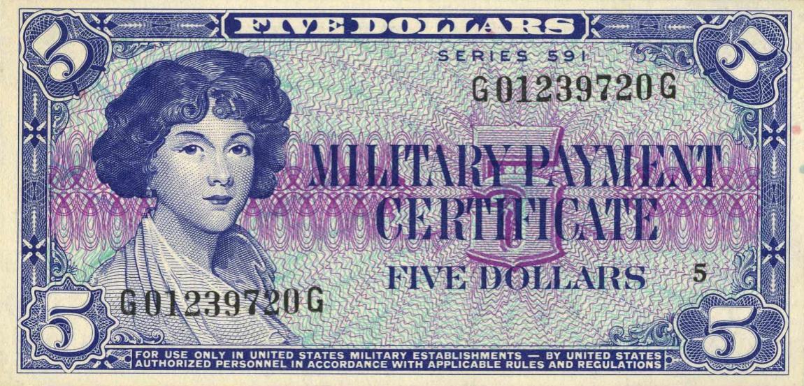 Front of United States pM48a: 5 Dollars from 1961