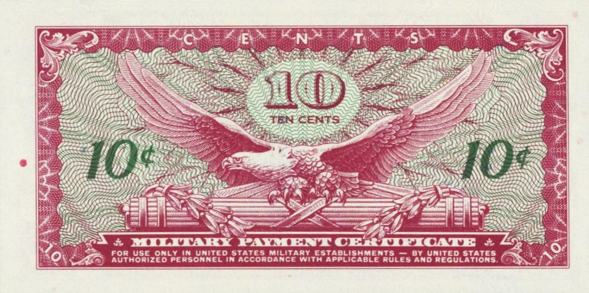 Back of United States pM72B: 10 Cents from 1969
