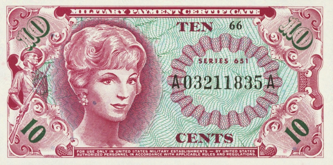 Front of United States pM72B: 10 Cents from 1969