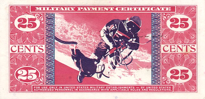 Back of United States pM77a: 25 Cents from 1969